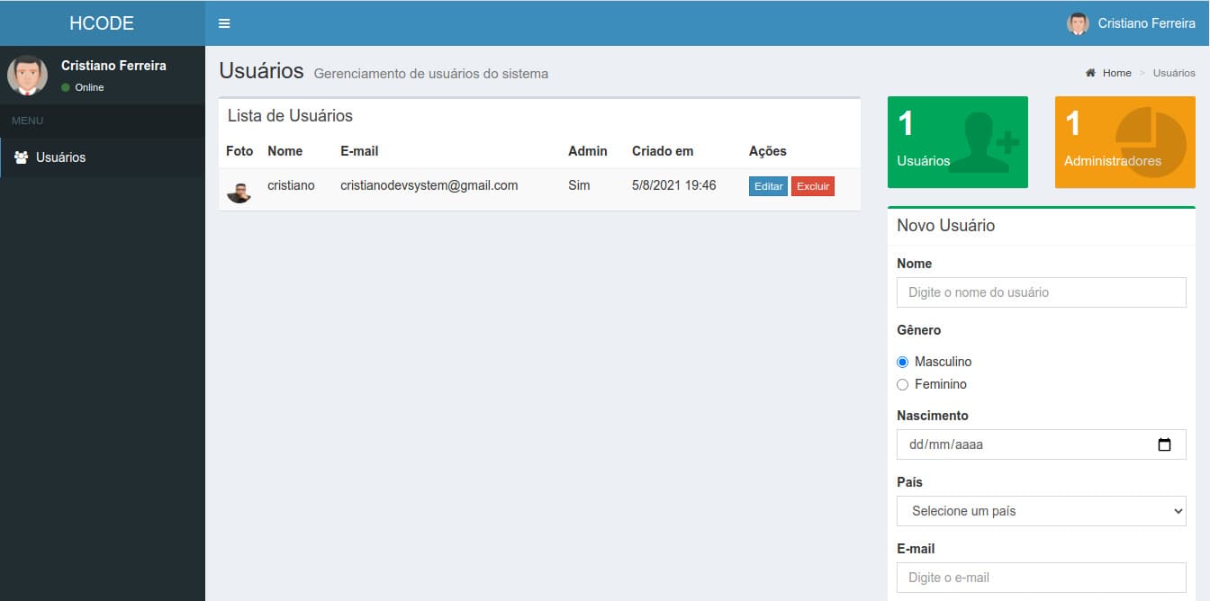 Preview do projeto Gerenciador Usuários Javascript